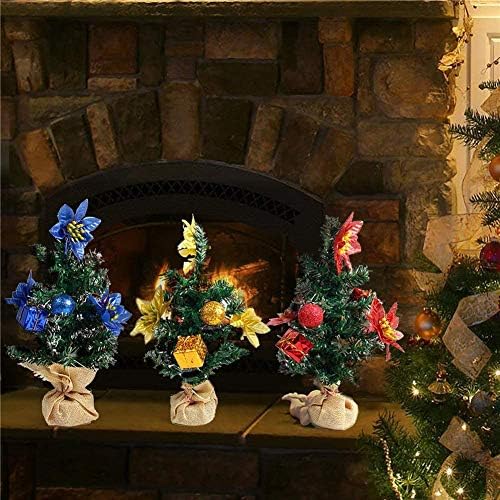 שיפט מיני עץ חג המולד עם קישוטים, בעדינות מעוטר עץ חג המולד עם קישוטי מתקפל טינסל עצי חג המולד