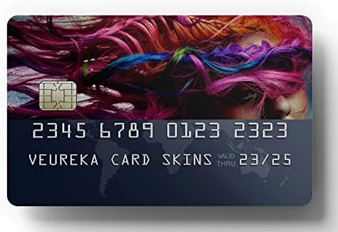 אישה עם שיער ארגמן / כיסוי כרטיס / מדבקות כרטיס לכרטיסי חיוב, עור כרטיס אשראי / עיצובים ייחודיים לכולם /