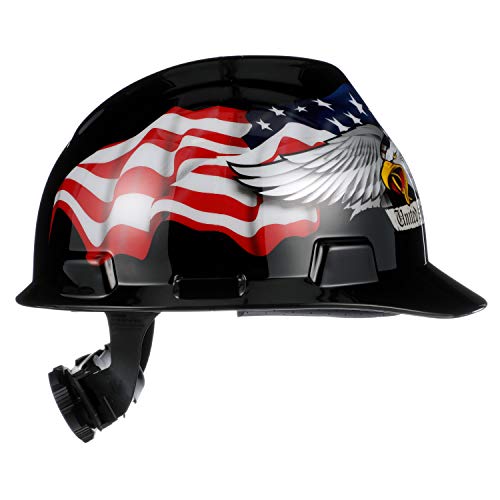 MSA 10079479 V-Gard כובע קשה מחורץ, Americaln Eagle ,, קיבולת, נפח, פוליאתילן, סטנדרט, שחור/אדום/לבן/כחול