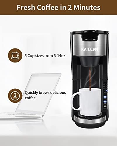 מכונת קפה להגשה יחידה כוס קפה וקפה טחון, מכונת קפה כוס אחת מבשלת 6-14 אונקיות תוך 2 דקות, מכונת קפה תרמיל מתאימה