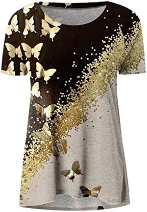חולצת טריקו של שרוול קצר לנשים אופנה 3D טוניקה מודפסת טוניקה עליונה צוואר צווארון שרוול קצר