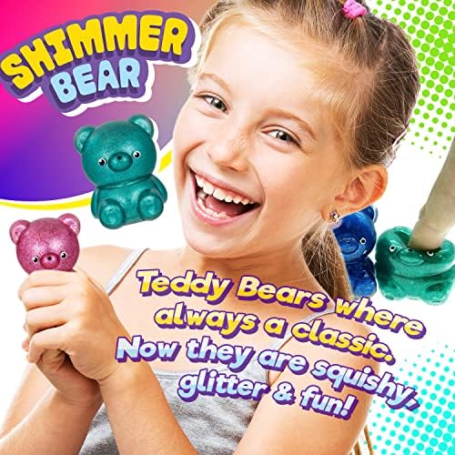 JA-RU Squishy Glitter דוב צעצועים קטנים קטנים של בעלי חיים חמודים חמודים לילדים. צעצועי הקלה על דובי