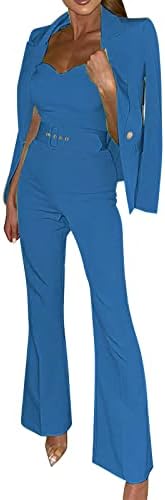 בלייזרים נשים לעבודה מזדמנת 2 חלקים חליפת בלייזר כפתור למטה תלבושת עסקית של בלייזר חליפת ז'קט קיץ לבוש