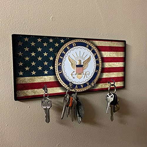 אחווה דגל אמריקאי ארהב חיל הים סמל סמל עיצוב מפתח מארגן קיר קיר מתלה למחזיקים מפתחות הבית טבעת קולבים