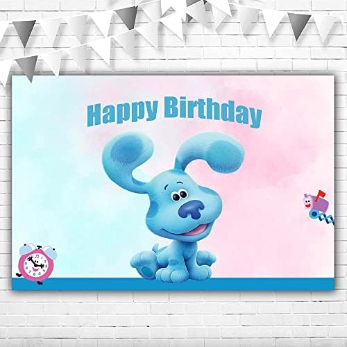 כחול כלב רמז רקע למסיבות יום הולדת 5 על 3 רגל יום הולדת שמח רקע עבור גור רמזים מסיבת נושא עוגת שולחן