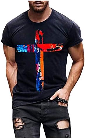 גברים של חידוש חולצות ישו צלב אמונה קצר שרוול מזדמן אופנתי הנוצרי צלב הדפסת טיז ספורט גולף טניס חולצות