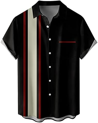 חולצה הוואי לגברים, כפתור שרוול קצר של גברים למטה חולצות באולינג וינטג '