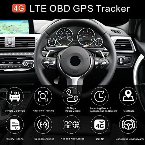 ABDLGCN-OBD2 GPS TRACKER לרכבים, כולל כרטיס SIM 4G, מכשיר גשש רכב, מעקב אחר מיקום בזמן אמת, הפעלת מסלול