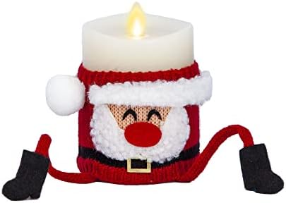 נרות ללא התאמה ושות 'מאת Luminara Led Led נר נר נר נע להבה עמוד להבה עם חג סוודר סנטה סוודר סוודר