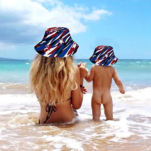 הורה-ילד אמריקני אמריקאי דלי דלי כובע כוכבי כוכבי ארהב דגל ארהב כובע שמש פטריוטי