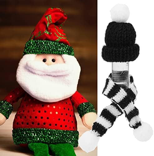 20 יחידות חג המולד מיני לסרוג כובע מיני צעיף סט מיני סנטה כובעי מלאכות חג המולד יין בקבוק קישוטי בובת בגדי אבזר