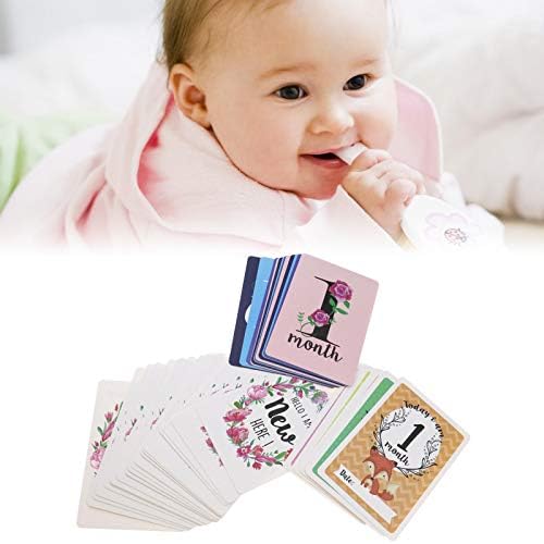 יצירתי-רעיון 48 יחידות תינוק מיילסטון כרטיסי חודשי רגע כרטיסי סט עם מתנת נייר תיבת ראשון שנה התקדמות