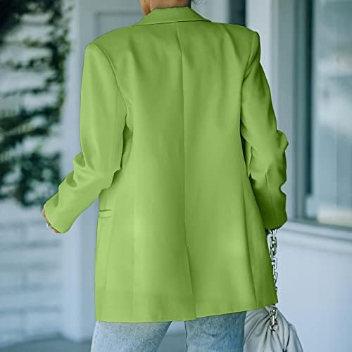 אופנה פתוחה בלייזר קדמי לנשים חולצת ז'קט שרוול ארוך משקל קל משקל לנשים פנו צווארון לבוש חיצוני בלייזרים ארוכים