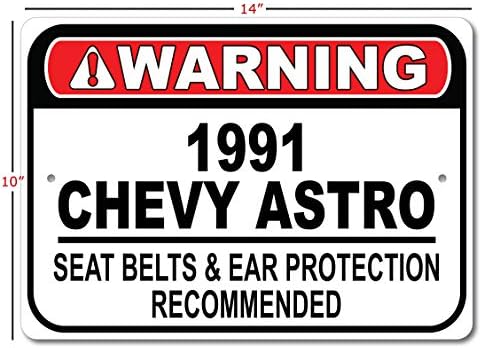 1991 91 חגורת בטיחות שברולט אסטרו מומלצת שלט רכב מהיר, שלט מוסך מתכת, עיצוב קיר, שלט מכונית GM - 10x14