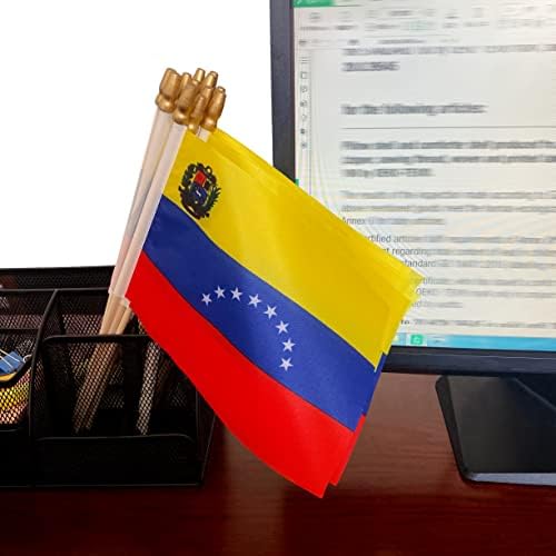 דגל המקל של וונצואלה TSMD דגלים מיני וונצואלים דגלים בעלי יד קטנים, 5x8 אינץ ', 12 חבילה