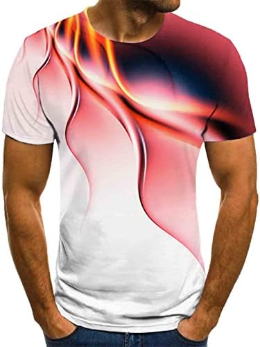 החולצות הטובות ביותר לגברים מגניבים דפוס ברקים דיגיטלי תלת מימדי צוואר עגול שרוול קצר ספורט ספורט ספורט חולצה