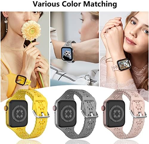 רצועת שעון סיליקון תואמת להקות Apple Watch 38 ממ 40 ממ 41 ממ 42 ממ 44 ממ 45 ממ נשים נשים, עיצוב