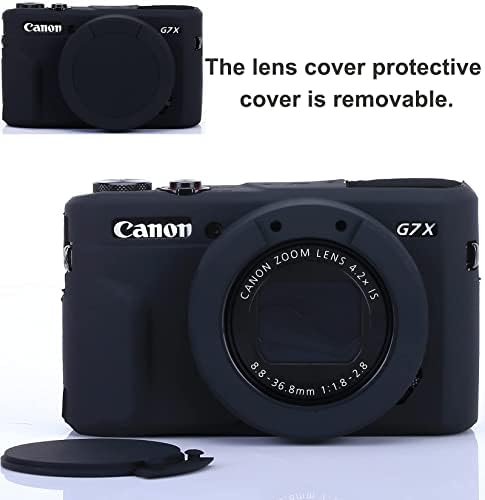 מארז YISAU עבור G7X MARK II G7X כיסוי עדשות נשלף, מכסה סיליקון גומי מצלמה רכה עבור Canon PowerShot G7X II G7X