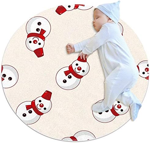 ילדים שטיח פליימט שטיחים זוחלים לתינוק, אנשי שלג חמודים עם דפוס כובע אדום כובע פעוט חדר שינה משחק משחק