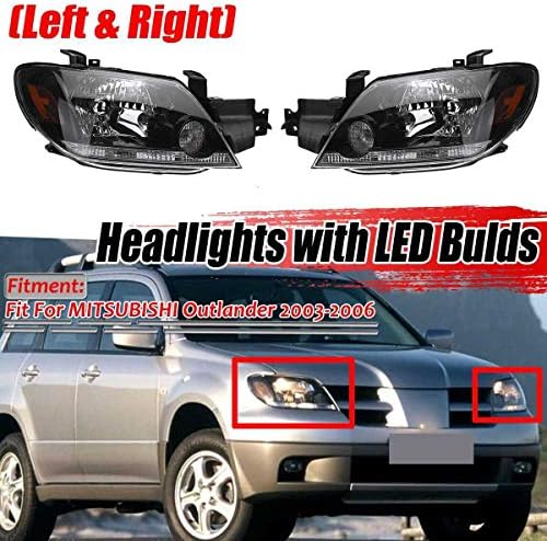 חלקי שמאל + ימין רכב קדמי פנס ראש מנורות אורות הרכבה עם הנורה למיצובישי עבור הנכרי 2003 2004 2005 2006
