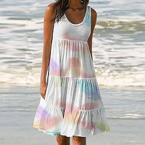 שמלת קיץ fzylqy לנשים מזדמנים א-קו בשכבות פרועות שמלות מיני מיני ללא שרוולים זורמת רופפת בגדי חוף