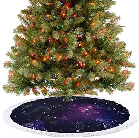 חצאית עץ חג המולד של גלקסי קונסטלציה של חלל לקישוטים למסיבות חג עם תחרה ציצית