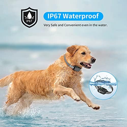 צווארון קליפות, צווארון קליפת כלבים נטענת, IP67 אטום למים, 5 רגישות ועוצמה התאמה, מתאימה לכלבים גדולים, בינוניים,