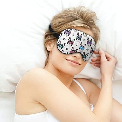 בולדוגים צרפתים עם משקפיים מסכות עיניים רכות עם רצועה מתכווננת קלה משקל נוח מכסה עיניים לשינה