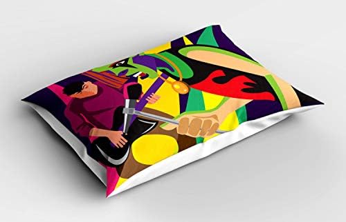 כרית רוקנרול של אמבסון כרית, חובבי מנגינה כבדים גותיים בסגנון יצירתי וצבעוני, ציפית כרית דקורטיבית בגודל