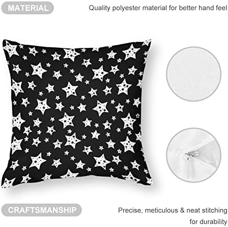 דפוס כוכב שחור ולבן זורק כיסויי כריות עם רוכסן כרית כרית מרובע כריות כרית לספה מיטה סלון