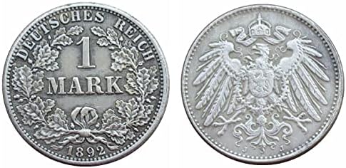 גרמנית 1 מארק 1892 ADEFGJ העתק זר מטבע זיכרון מצופה כסף