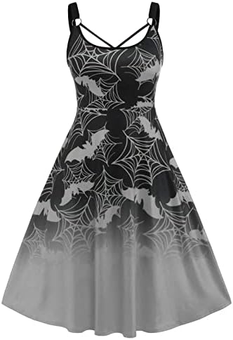 שמלת גותית של Narhbrg לנשים רטרו עניבה דפיס דפוס קלע מידי שמלה בתוספת גודל כתף קר של שמלות מסיבת
