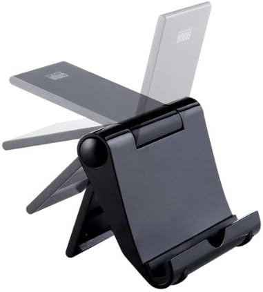 Sanwa אספקת PDA-STN7BK Stand iPad, תואם לסמארטפונים וטאבלטים, זווית מתכווננת, קומפקטית, שחורה