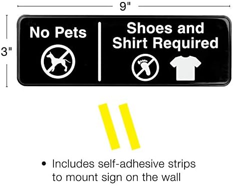 מוצרים גלובליים של Excello ללא חיות מחמד, נעליים, חולצה חובה שלט: קל להרכבה שלט פלסטיק אינפורמטיבי עם סמלים 9