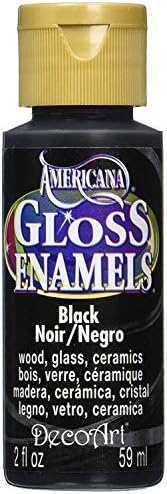 Decoart DAG67-30 Americana Gloss Enamel Paint, 2 אונקיות, שחור