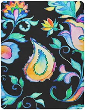 Alaza Paisley צבעי מים פרחוני פרחים פרחים אתני גיליונות עריסה מצוידים בסדין בסינט לבנים פעוטות