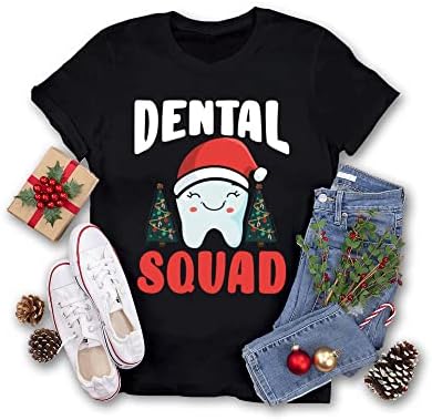 חולצת שיניים שיניים של שיניים שיניים, חולצת רופא שיניים, חולצת חג מולד שיניים, מתנות שיניים לנשים, חולצת