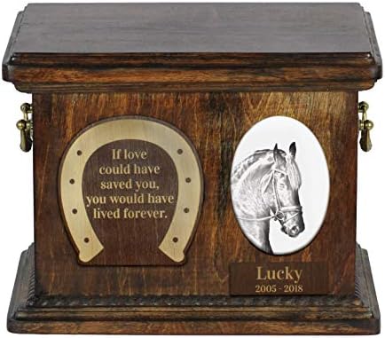 פריזית סוס, כד עבור סוס אפר זיכרון עם קרמיקה צלחת משפט-ארטדוג אישית