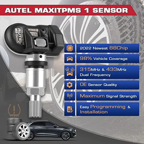 Autel TPMS-Sensor MX, חיישן 1 315MHz + 433MHz חיישן החלפת צמיגים בתדר כפול לכל המכוניות, זהה לחיישן OE,