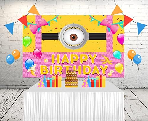 רקע מצויר צהוב לאספקת מסיבת יום הולדת באנר מצויר בגודל 5 על 3 רגל לקישוטי מסיבה