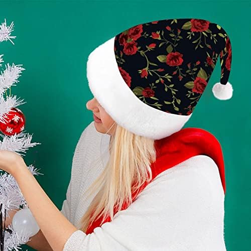 אדום עלה חג המולד כובע סנטה כובע עבור יוניסקס מבוגרים נוחות קלאסי חג המולד כובע עבור מסיבת חג המולד
