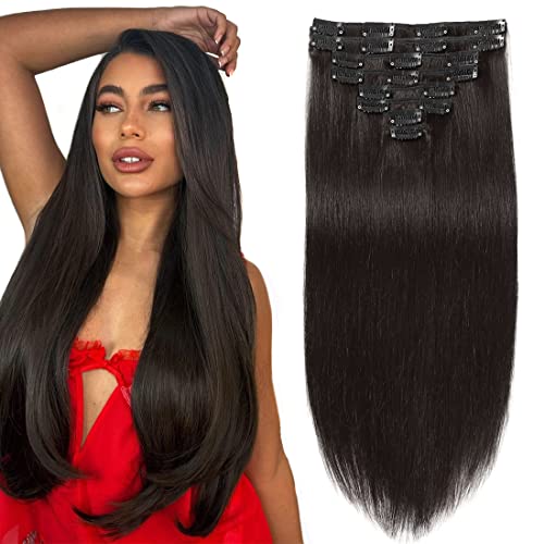 אפרודיבה קליפ שיער הרחבות אמיתי שיער טבעי עבור שחור ילדה ישר שיער טבעי הרחבות קליפ תוספות 8