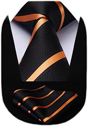 היסדרן פס עניבה לגברים עסקים פורמליות עניבת וכיס כיכר סט קלאסי ארוג משי פסים עניבה לחתונה