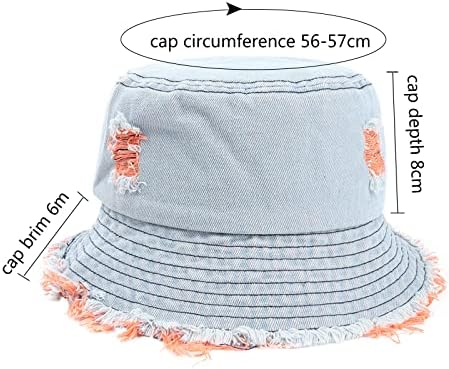 כובעי דלי אלדרול ז'אן שטף ג'ינס חור נוער כובעים נשים מרופדות קרועות וינטג 'דייג כובע כובעי שמש חיצוניים חיצוניים