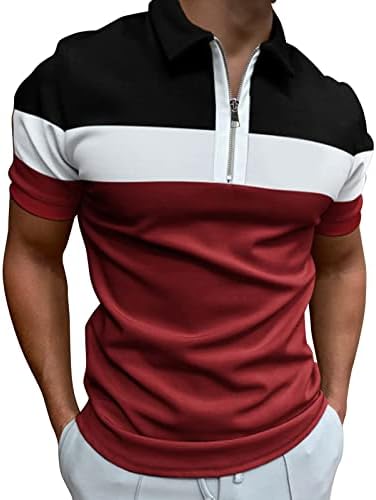 חולצת גולף לגברים צבע רטרו צבע חיצוני שרוולים קצרים