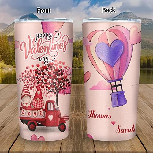 Urvog Happy Valentine שם מותאם אישית כוס כוס מבודד - מתנות ליום האהבה לנשים ולנערה - ספל ספלי