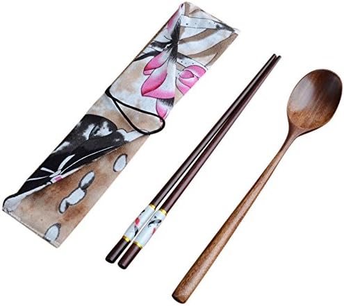 מקלות אכילה כפית יפני בציר כלי שולחן 2 יחידות עץ סט מתנת מטבח ורדי אוכל בר קטן שולחן סט מקורה