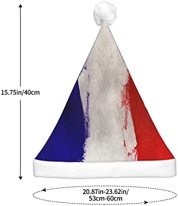רטרו צרפת דגל מצחיק מבוגרים קטיפה סנטה כובע אור עד חג המולד כובע לנשים & מגבר; גברים חג המולד חג כובע