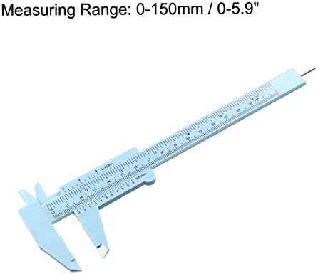 uxcell vernier קליפר 150 ממ מיני בקנה מידה כפול סרגל פלסטיק מדידת כלי מדידת כחול