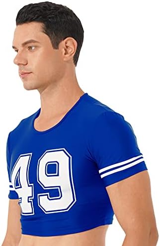גברים של קצר שרוולים ספורט חולצה מספר הדפסת כושר ריצה אפוד כדורגל ג ' רזי יבול למעלה חולצה